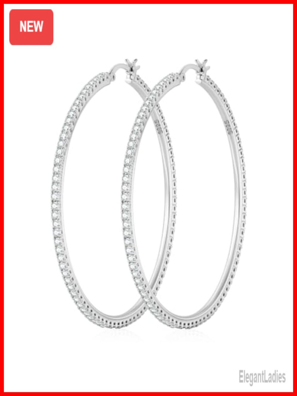 S925 Sterling Silver Post Cubic Zirconia Hoop Earrings Hypoallergenic Thin Hoops